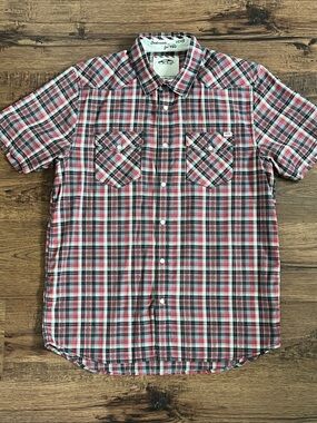 Vans Off The Wall Short Sleeve Button Up Shirt ‘Red Black’ (size mens M)